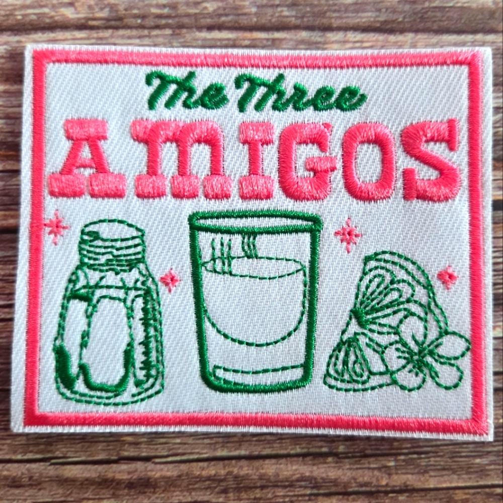 The Three Amigos Tequila Booze Party Drinking Iron on Patch